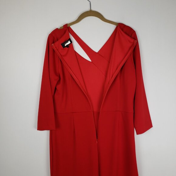 Alexia Admor Maven Sheath Dress Red 3/4 Sleeve Asymmetrical Cutout Neck Size 10 - Picture 6 of 9